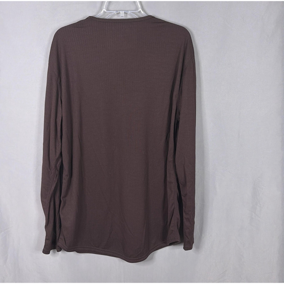 BYLT Premium Basics Long Sleeve Shirt Mens XL Plum Ribbed Tee Crew Neck - Picture 2 of 7